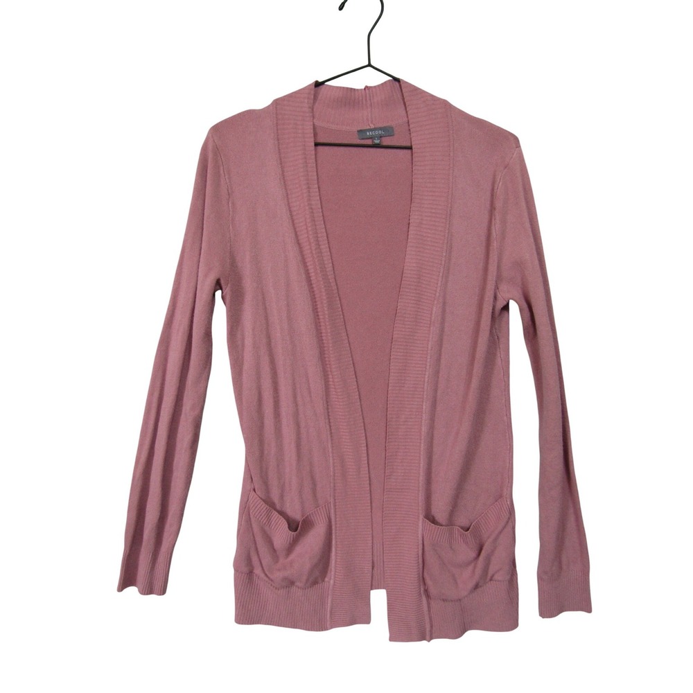 BECOOL Cardigan Sweater Womens Large‎ Pink Excellent Open Front Shawl Pocket